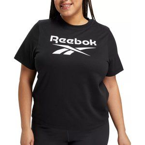 REEBOK Women's Short Sleeve Logo Graphic T-Shirt Black 1X